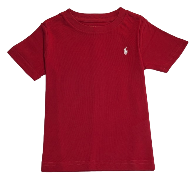 Polo by Ralph Lauren Plain Round Neck Short Sleeve T Shirt RED WHITE PONY Age 2 & 4