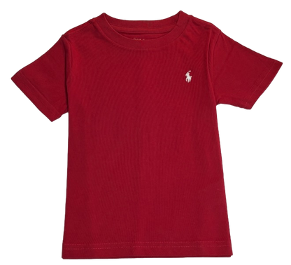 Polo by Ralph Lauren Plain Round Neck Short Sleeve T Shirt RED WHITE PONY Age 2 & 4