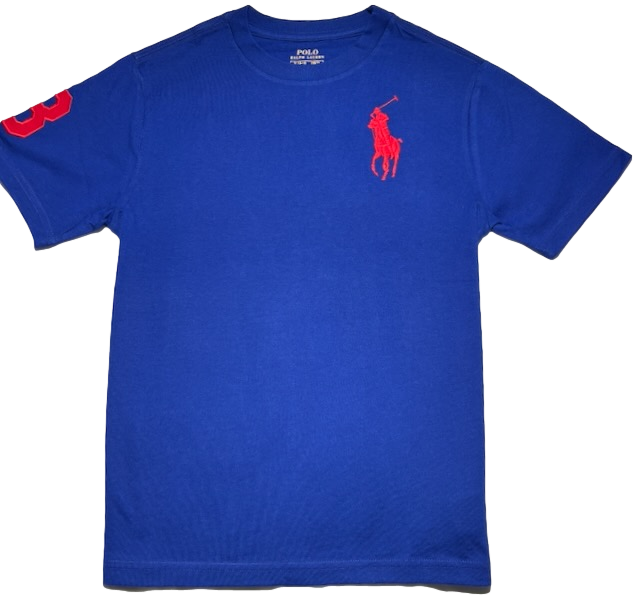 Polo by Ralph Lauren Plain Round Neck Short Sleeve T Shirt ROYAL BLUE RED BIG PONY Age 10/12