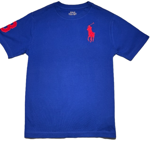 Polo by Ralph Lauren Plain Round Neck Short Sleeve T Shirt ROYAL BLUE RED BIG PONY Age 10/12