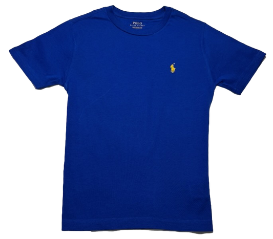 Polo by Ralph Lauren Plain Round Neck Short Sleeve T Shirt  ROYAL BLUE YELLOW PONY Age 8 & 18/20