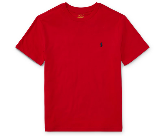 Polo by Ralph Lauren Plain Round Neck Short Sleeve T Shirt SCARLET (NAVY PONY) Age 2, 3, 4, 5, 6, 7, 8, 10/12, 14/16 & 18/20