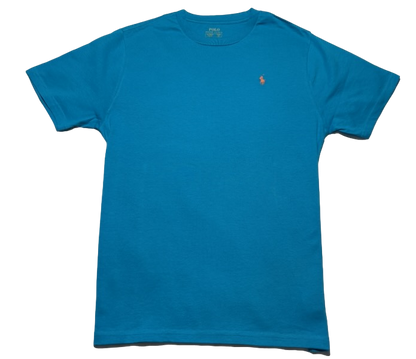 Polo by Ralph Lauren Plain Round Neck Short Sleeve T Shirt TURQUOISE ORANGE PONY Age 10/12 & 18/20