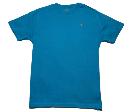 Polo by Ralph Lauren Plain Round Neck Short Sleeve T Shirt TURQUOISE ORANGE PONY Age 10/12 & 18/20