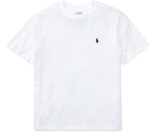 Polo by Ralph Lauren Plain Round Neck Short Sleeve T Shirt WHITE (NAVY PONY) Age 4, 5, 6 & 7