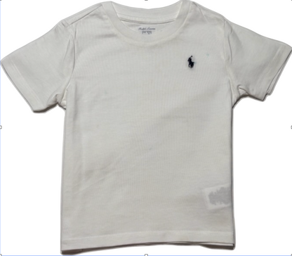 Polo by Ralph Lauren Plain Round Neck Short Sleeve T Shirt WHITE NAVY PONY  AGE 24m