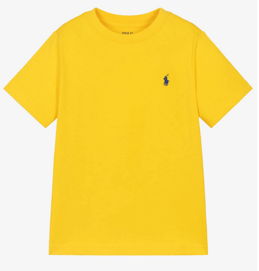 Polo by Ralph Lauren Plain Round Neck Short Sleeve T Shirt LEMON (NAVY PONY) Age 4, 5, 6, 7, 8, 10/12, 14/16 & 18/20