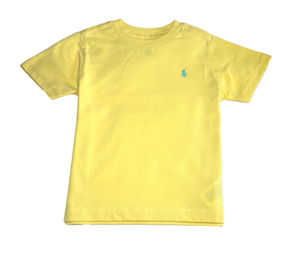 Polo by Ralph Lauren Plain Round Neck Short Sleeve T Shirt PALE YELLOW GREEN PONY Age 2, 4 & 5