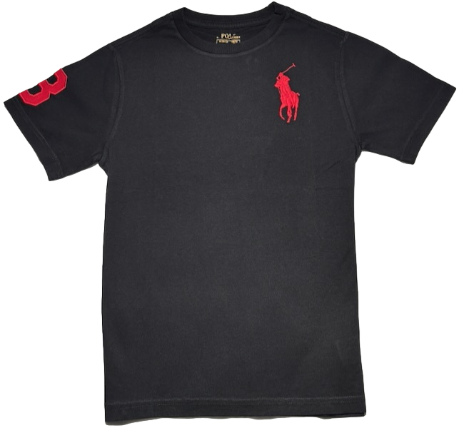 Polo by Ralph Lauren Plain Round Neck Short Sleeve T Shirt BLACK RED BIG PONY Age 10/12