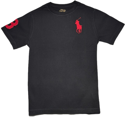 Polo by Ralph Lauren Plain Round Neck Short Sleeve T Shirt BLACK RED BIG PONY Age 10/12